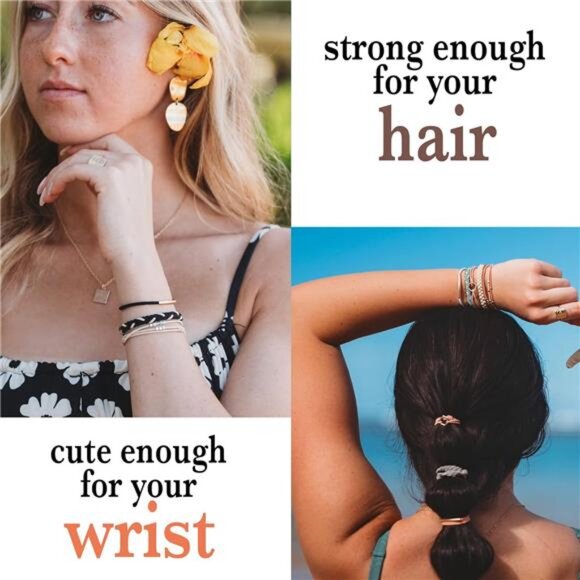 Womens hair tie bracelet set elastic no crease ponytail holder stylish jewelry g - Picture 2 of 7